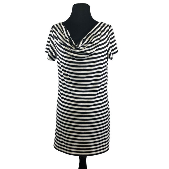 AB Studio Size Medium Black & White Striped Cowl Neck Tunic Top - Picture 1 of 9